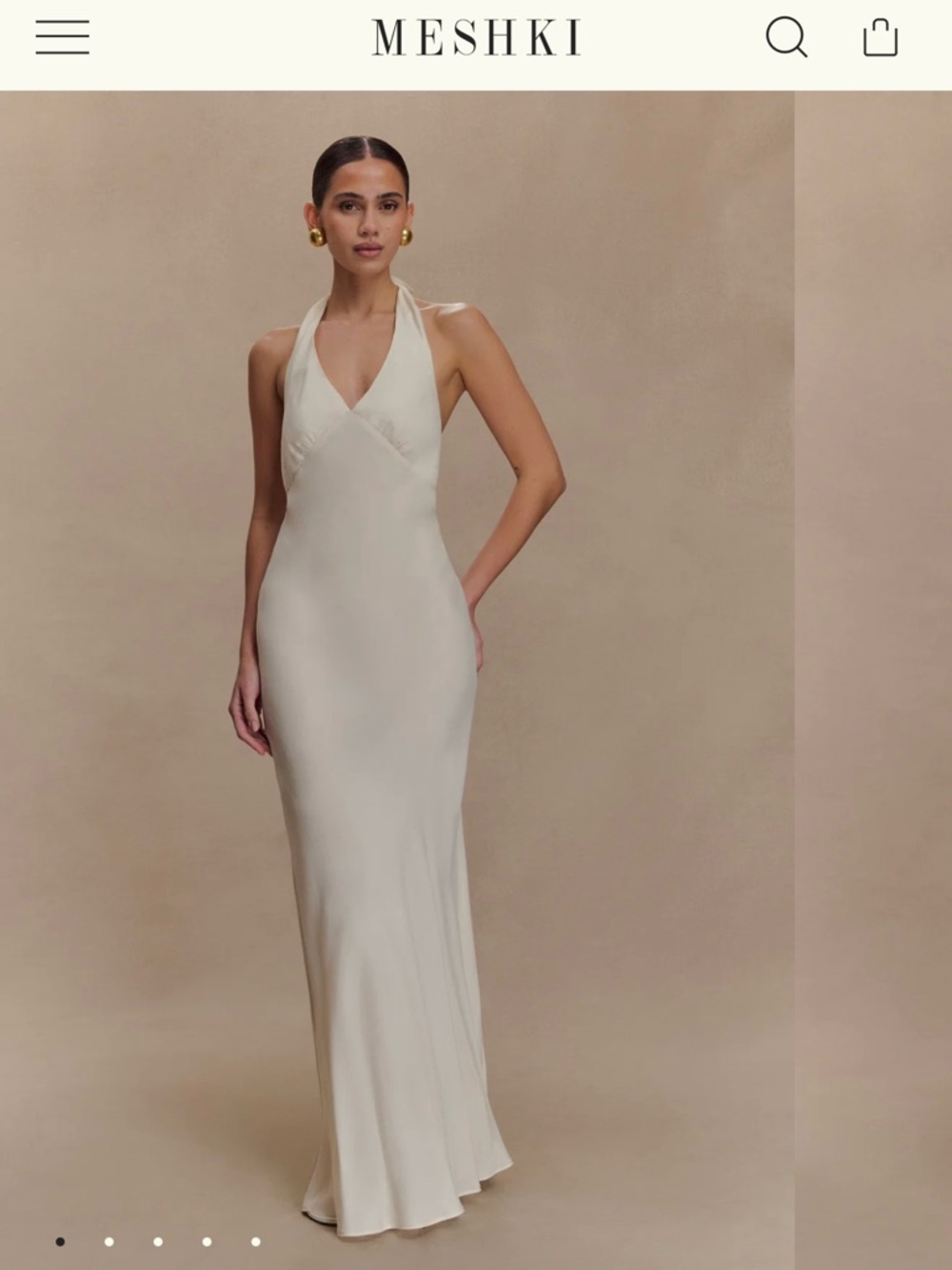 Meshki Cream Halter Dress